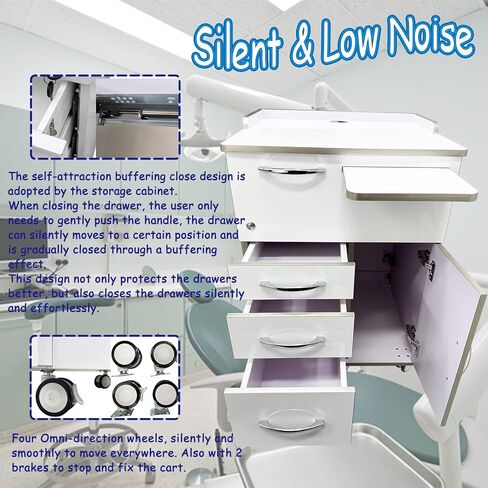 خزانة تخزين الأسنان الاحترافية، خزانة متنقلة لمساعد الأسنان مع كابل طاقة 71 بوصة، عربة طبية قابلة للقفل من الأكريليك مقاس 21 بوصة * 23 بوصة * 33 بوصة على عجلات الفرامل للعيادات/المستشفيات/المكتب المنزلي in Kuwait