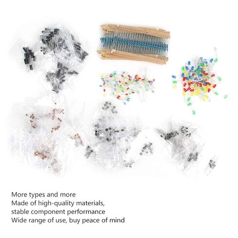 1565PCS Electronic Component Kit with Capacitors, LEDs, Diodes, Transistors, 1/4W Resistors for School and DIY Electronics in Kuwait