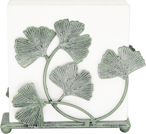 Owlgift Rustic Green Iron Ginkgo Leaf Napkin Holder for Table - 6x5.2 inch Decorative Metal Paper Napkin Rack - Vintage Mail Caddy & Bill Holder for Farmhouse Kitchen, Garden Parties, and Nature Decor in Saudi Arabia