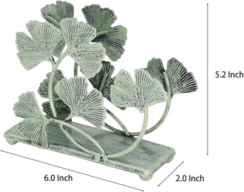 Owlgift Rustic Green Iron Ginkgo Leaf Napkin Holder for Table - 6x5.2 inch Decorative Metal Paper Napkin Rack - Vintage Mail Caddy & Bill Holder for Farmhouse Kitchen, Garden Parties, and Nature Decor in Saudi Arabia