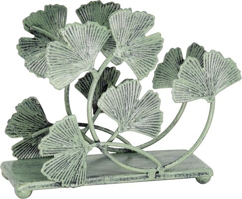 Owlgift Rustic Green Iron Ginkgo Leaf Napkin Holder for Table - 6x5.2 inch Decorative Metal Paper Napkin Rack - Vintage Mail Caddy & Bill Holder for Farmhouse Kitchen, Garden Parties, and Nature Decor in Saudi Arabia