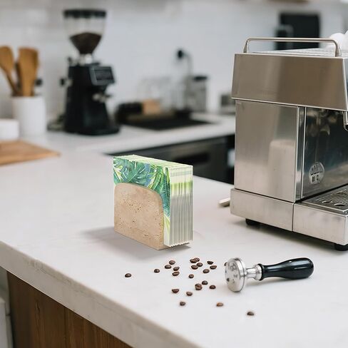 WORHE Travertine Napkin Holder for Table, Natural Stone Standing Napkin Dispenser for Cocktail Tissue & Paper for Dining, Kitchen Countertop Organizer All Dining Room & Home Decor Beige (WH083) in Kuwait