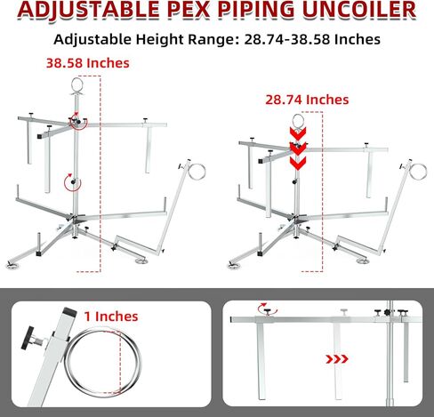 ATOLS Heavy-Duty PEX Pipe Uncoiler for 3/8" to 1" PEX Tubing, 330 lbs Maximum Load Stainless Steel Construction, Industrial Pipe Dispenser for Radiant Heating & Potable Water PEX Systems in Kuwait