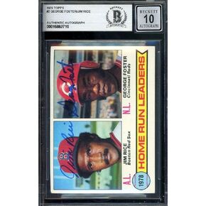 Jim Rice George Foster Gem Mint 10 Beckett BAS Signed 1979 Topps Autograph - Baseball Slabbed Autographed Cards in Kuwait