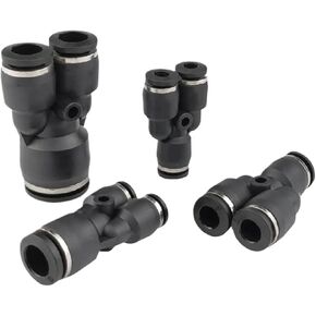 موصل خرطوم هواء هوائي أسود بقطر متغير ثلاثي الاتجاهات من البلاستيك PY8 مقابس سريعة PW/6/10/12/14/16 قطعة واحدة (PW12-8 (أسود)) in Kuwait