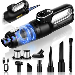 Car Vacuum Portable Cordless, 4-in-1 Mini Car Vacuum with 19500pa Suction & Air Duster, USB-C Charging, Smart Digital Display, Handheld Vacuum with LED Light, Multi Nozzles for Car, Home, Office, Pet in Saudi Arabia