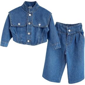 Deerhobbes Design your own Girls Denim/Jean Jacket and skirt set 2 Piece outfit for toddler autumn/winter in Kuwait