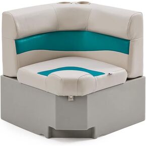 مقعد وقاعدة مقعد قارب عائم كلاسيكي بزاوية 28 بوصة من DeckMate Complete - عاجي وأزرق مخضر in Kuwait