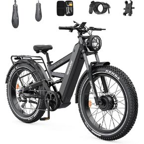 TESWAY X9 Dual Motor Ebike, 26" Fat Tire Full Suspension AWD Electric Bike for Adults, 4000W 40MPH 240NM, 48V 30Ah 120 Miles Long Rang in Saudi Arabia