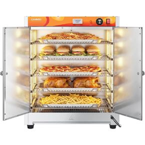 CAMMOO 133Qt 5-Tier 900W Electric Food Warmer with LED Light and 304 Blued Stainless Steel Heating Element, Commercial-Graded All Stainless Steel, Adjustable Shelf, Countertop Heated Holding Cabinet in Kuwait