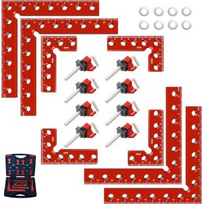 مشابك زاوية للأعمال الخشبية، 8 قطع مشابك زاوية مع صندوق، 5.5 بوصة و3.14 بوصة مشبك زاوية يمين من سبائك الألومنيوم 90 درجة، أدوات مربعة لتحديد المواقع للإطار، الخزانات، الأدراج، الصندوق، للأب. in Kuwait