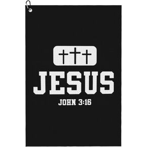 Jesus Cross God Christian Faith John 3-16 Microfiber Golf Towel, 16x24 Waffle Pattern with Carabiner Clip, Tri-Fold Large Golf Ball Towels, Golfs Bag Accessories for Men Women, Golfs Gift in Saudi Arabia
