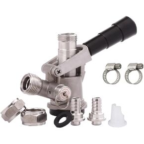 All 304 Stainless Steel D Sankey Keg Coupler, Commercial Sankey Kegerator D System Keg Tap Coupler Dispenser Draft Beer Line Gas Brewing Tubing with Check Valve Sealing Washer Hose Clamp in Kuwait