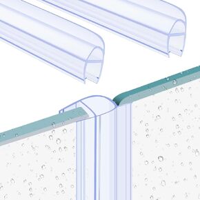 2 Pack Frameless Glass Shower Door Side Seal Strip, 39.37" U-Type PVC Waterproof Seal for 3/8" (10mm) Glass, No Adhesive Needed to Stop Shower Leaks in Kuwait