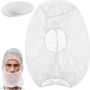 100 قطعة من شبكات اللحية والشعر للاستعمال مرة واحدة، قبعات منتفخة للاستعمال مرة واحدة، غطاء رأس غير منسوج خفيف الوزن، شبكة شعر صحية وغطاء لحية، شبكات شعر مسامية لخدمة الطعام، مختبرات، أبيض in Kuwait