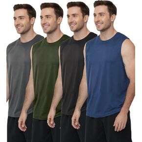 Kinglaman 1/4 Pack Men's Mesh Workout Tank Tops Sleeveless Muscle Shirts Gym Dry Fit Athletic Running Quick Dry Tee Shirts in Kuwait