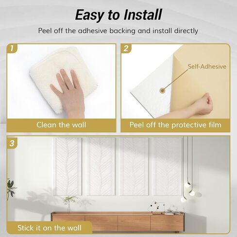 TONOR 4 PCS Acoustic Panels, 47.2″ x 23.6″ x 0.35″ Leaf Pattern Soundproof Wall Panels, Full Self-Adhesive, Sound Absorbing Panels for Echo Reduction, Acoustic Treatment for Studio, Home, White in Saudi Arabia