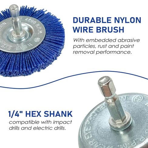 9 Pack Nylon Filament Brush for Drill, 80/100/240 Grit Nylon Drill Brush Set with 1/4" Hex Shank, Abrasive Brush Wheel and Cup Brush Set for Removal of Rust Corrosion Paint in Saudi Arabia