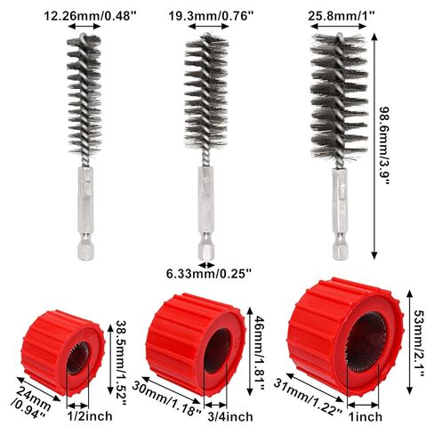 مجموعة من 6 قطع من فرشاة الحفر للمثقاب، فرشاة سلك ملتوية من الفولاذ المقاوم للصدأ مقاس 1/4 بوصة للحفر، 3 قطع منظف أنابيب الأنبوب للصدأ و3 قطع منظف أنابيب النحاس in Kuwait
