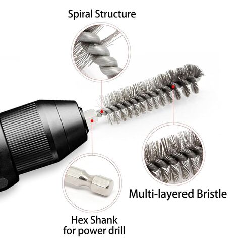 مجموعة من 6 قطع من فرشاة الحفر للمثقاب، فرشاة سلك ملتوية من الفولاذ المقاوم للصدأ مقاس 1/4 بوصة للحفر، 3 قطع منظف أنابيب الأنبوب للصدأ و3 قطع منظف أنابيب النحاس in Kuwait
