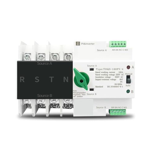 4P 3 Phase 4 Wire Din Rail ATS for PV and Inverter Dual Power Automatic Transfer Selector Switches Uninterrupted 63A 100A 125A(63A) in Saudi Arabia