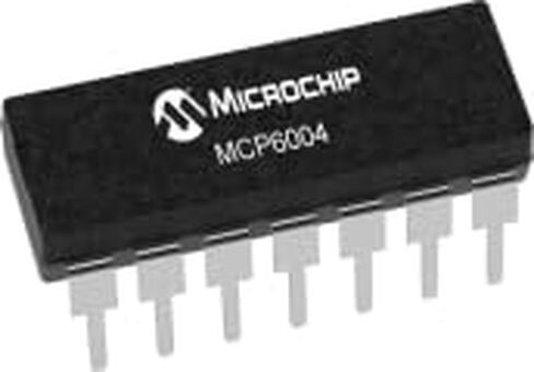 تقنية Microchip، MCP6004-I/P، Quad Op Amp - طاقة منخفضة - 1 ميجاهرتز GBP - 1.8 إلى 6.0 VDC - من السكك الحديدية إلى السكك الحديدية I/O - 14-Lead DIP - -40 درجة مئوية إلى +85 درجة مئوية (60 عنصر/عناصر) in Saudi Arabia
