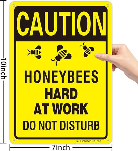 2 Pack Caution- Honeybees Hard At Work Do Not Disturb Sign, 10"x7" Rust Free Aluminum Bee Warning Sign, UV Protected, Reflective, Weather Resistant, Durable Ink, Easy To Mount in Saudi Arabia