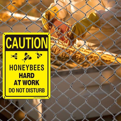 2 Pack Caution- Honeybees Hard At Work Do Not Disturb Sign, 10"x7" Rust Free Aluminum Bee Warning Sign, UV Protected, Reflective, Weather Resistant, Durable Ink, Easy To Mount in Saudi Arabia