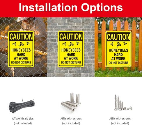 2 Pack Caution- Honeybees Hard At Work Do Not Disturb Sign, 10"x7" Rust Free Aluminum Bee Warning Sign, UV Protected, Reflective, Weather Resistant, Durable Ink, Easy To Mount in Saudi Arabia