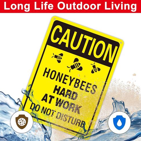 2 Pack Caution- Honeybees Hard At Work Do Not Disturb Sign, 10"x7" Rust Free Aluminum Bee Warning Sign, UV Protected, Reflective, Weather Resistant, Durable Ink, Easy To Mount in Saudi Arabia