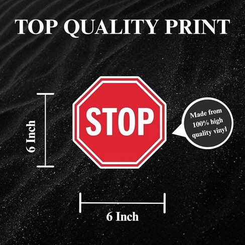 Stop Sign Sticker Decal 2-Pack, 6x6 Inch Red Octagon – Waterproof UV-Resistant Vinyl for Car Truck Window Bumper Door Garage, Safety Warning Label Indoor Outdoor, Peel & Stick Durable Adhesive in Saudi Arabia