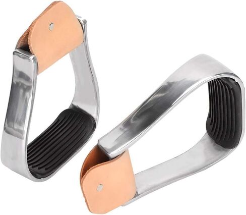 2 Pcs Aluminum Western Horse Riding Stirrups, Lightweight Overshoe Safety Design with Anti-Slip Rubber Foot Mat, Cushioned for Ankle Stress Relief Fatigue Reduction for Equestrian Saddles in Saudi Arabia