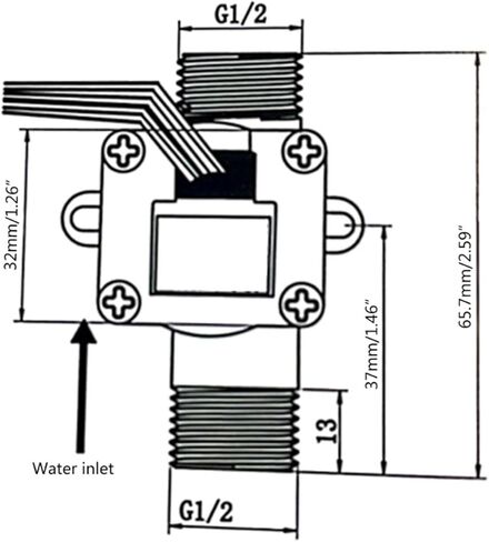 Water Flow Sensor Hall Effect Switch Flowmeter Counter G1/2" Male Thread Brass 1-30L/Min in Saudi Arabia