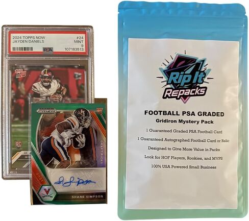 RIP IT REPACKS Football Card Mystery Pack with Guaranteed PSA Graded Card and Autograph or Relic Card in Kuwait