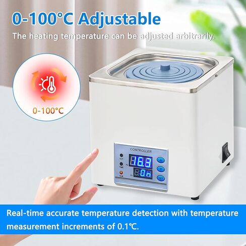 300W Digital Lab Water Bath with Thermostat, Stainless Steel Inner Tank, Timer & Waterless Protection, 100℃ Laboratory Equipment for Scientific Research in Saudi Arabia