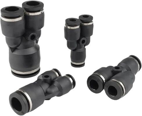 موصل خرطوم هواء هوائي أسود بقطر متغير ثلاثي الاتجاهات من البلاستيك PY8 مقابس سريعة PW/6/10/12/14/16 قطعة واحدة (PW12-8 (أسود)) in Kuwait