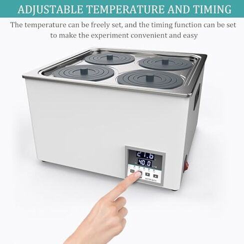 Digital Lab Water Bath, 6 Hole Stainless Steel, Thermostatic Temperature Control RT-99.9°C, Adjustable Cover, Drain Hole, Anti-Dry Burning, Waterproof Bracket, Laboratory Equipment in Saudi Arabia