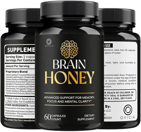 (3 عبوات) كبسولات عسل الدماغ - تركيبة الدعم المتقدمة الرسمية من BrainHoney، جميع المكونات الطبيعية، حبوب فيتامينات يومية ممتازة لصحة الدماغ والعافية العامة، 180 كبسولة لمدة 3 أشهر in Kuwait