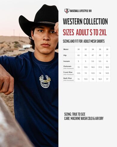 شورت البيسبول لايف ستايل 101 للرجال من Wild West Windup شبكي مع جيوب جانبية وخصر مطاطي، 5 بوصات مقاس S-2XL in Kuwait