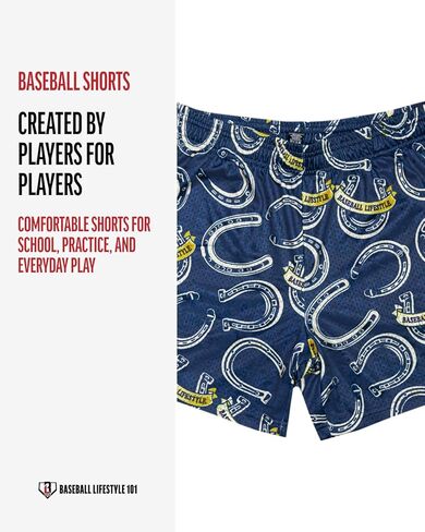 شورت البيسبول لايف ستايل 101 للرجال من Wild West Windup شبكي مع جيوب جانبية وخصر مطاطي، 5 بوصات مقاس S-2XL in Kuwait