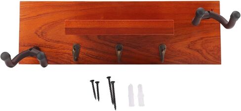 حامل شماعات على الحائط للجيتار، رف خشبي 4 في 1 متعدد الوظائف، خطاف تثبيت على الحائط على الجيتار مع تركيبات، للقيثارات الكلاسيكية والصوتية، يتضمن براغي ووا in Kuwait