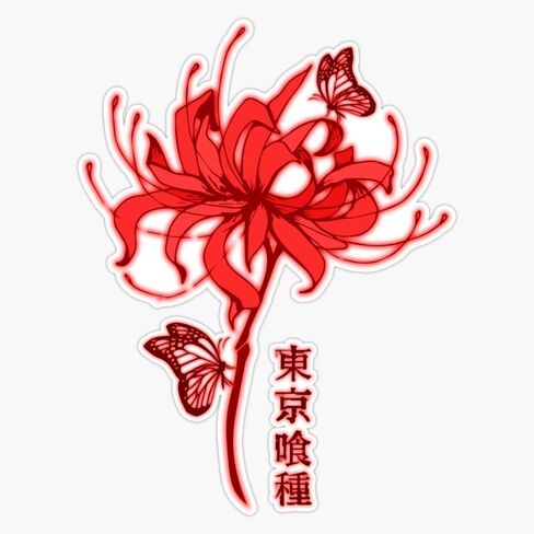 Red Spider Lilly Butterfly Tokyo Ghoul Bumper Sticker Vinyl Decal 5" in Saudi Arabia