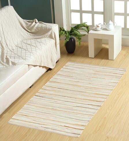Handmade Cotton Chindi Rug Runner Area Rag Washable Recycled Rugs for Home Décor, Living Room and Bedroom (Multicolor, 2X8 Feet) in Saudi Arabia