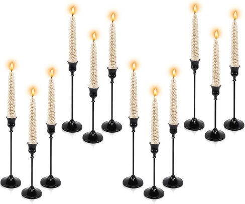 6pcs Black Candle Holder, Black Candlestick Holders Taper Candle Holders for Pillar Candles Sticks Holder Decor Halloween Christmas Decorations Candle Stick Holder Candelabros para Centros de Mesa in Kuwait