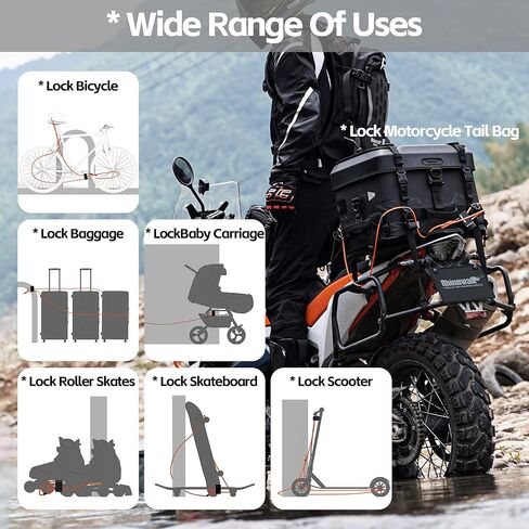 Rhinowalk Bike Lock Cable, 6.56ft Self-Retracting Security Cable, 5mm Diameter, Universal for Bikes, Motorcycles, Scooters & Strollers in Saudi Arabia