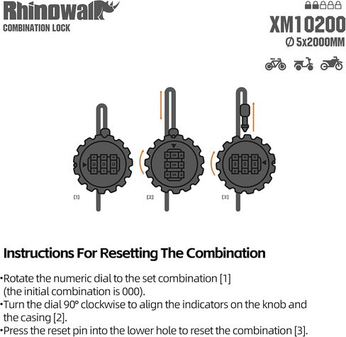 Rhinowalk Bike Lock Cable, 6.56ft Self-Retracting Security Cable, 5mm Diameter, Universal for Bikes, Motorcycles, Scooters & Strollers in Saudi Arabia
