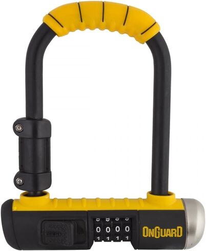 قفل على شكل حرف U للدراجة الصغيرة OnGuard Bulldog Combo - تكبل من الفولاذ المقوى مقاس 13 مم (90 × 140 مم) - مجموعة قابلة لإعادة الضبط مكونة من 4 أرقام، قفل مسمار مزدوج X2P ودعامة تثبيت in Saudi Arabia