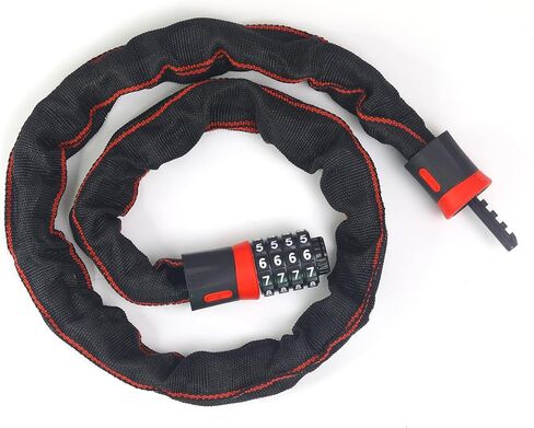 Bike Chain Lock, 4-Digit Resettable Combination Heavy Duty Anti-Theft Bicycle Chain Lock with Protective Sleeve, Security Chain for Bike, E-Bike, Scooter, Motorcycle, 2ft/3ft/3.6ft/4.3ft in Saudi Arabia