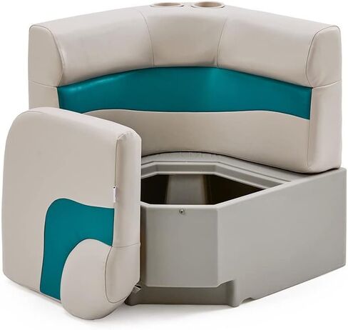 مقعد وقاعدة مقعد قارب عائم كلاسيكي بزاوية 28 بوصة من DeckMate Complete - عاجي وأزرق مخضر in Kuwait