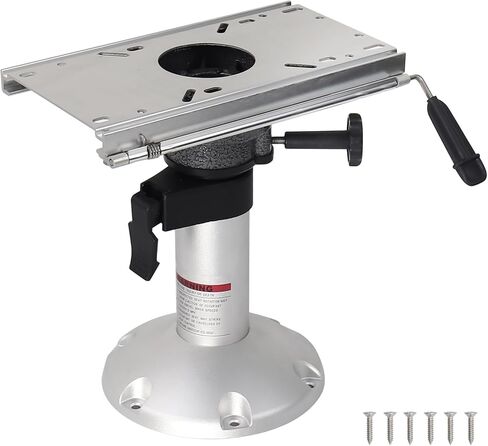 Amarine Made Adjustable Boat Seat Pedestal, Aluminum Boat Seat Base with Slide for Locking, 13.5" to 18" Height Boat Pedestal Base with Screws for Boats Vessels in Saudi Arabia